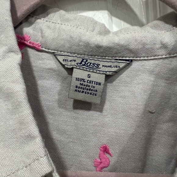 Bass women's 100% cotton gray with pink embroidered sea horses size S - Picture 3 of 9
